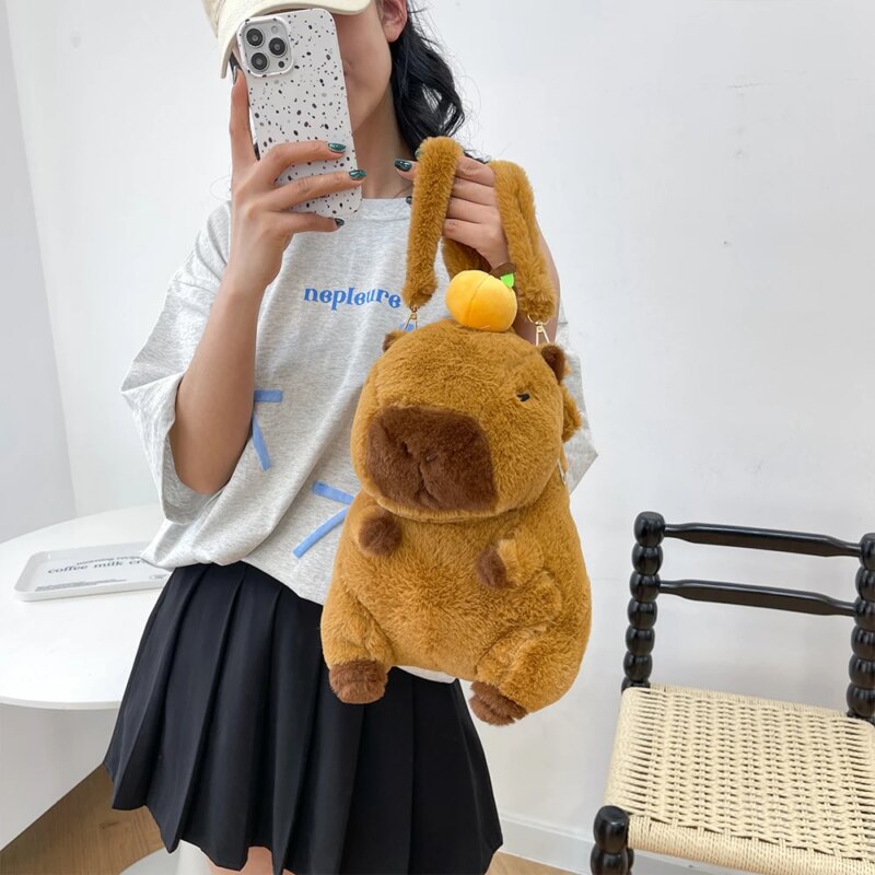 New Kawaii Plushie Doll Capybara Plush Backpack Handbag Children's Bag Toy Shoulder Bag Mini Knapsack Bags Gifts For Girlfriend