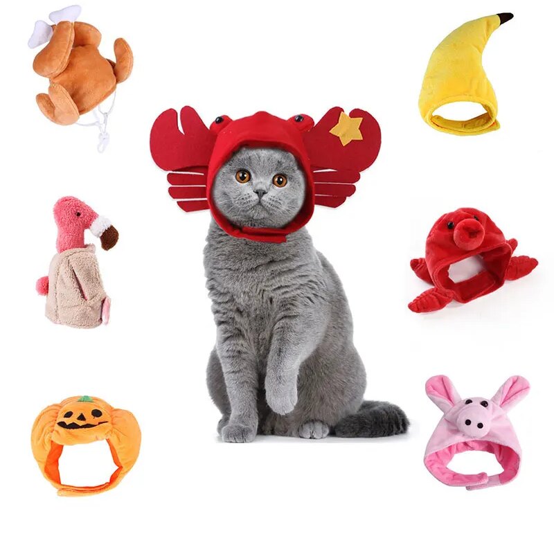 Christmas Festival Pet Hat for Cats Animal Shape Personalized Costume Small Dog Accessories Winter Warm Headwear Kitten Cap