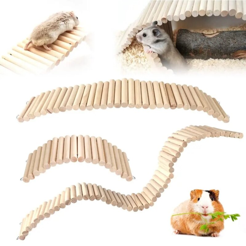 Bendable Hamster Climbing Ladder Wooden Multifunctional Hamster Habitat Toy Cage Decoration Easy To Install